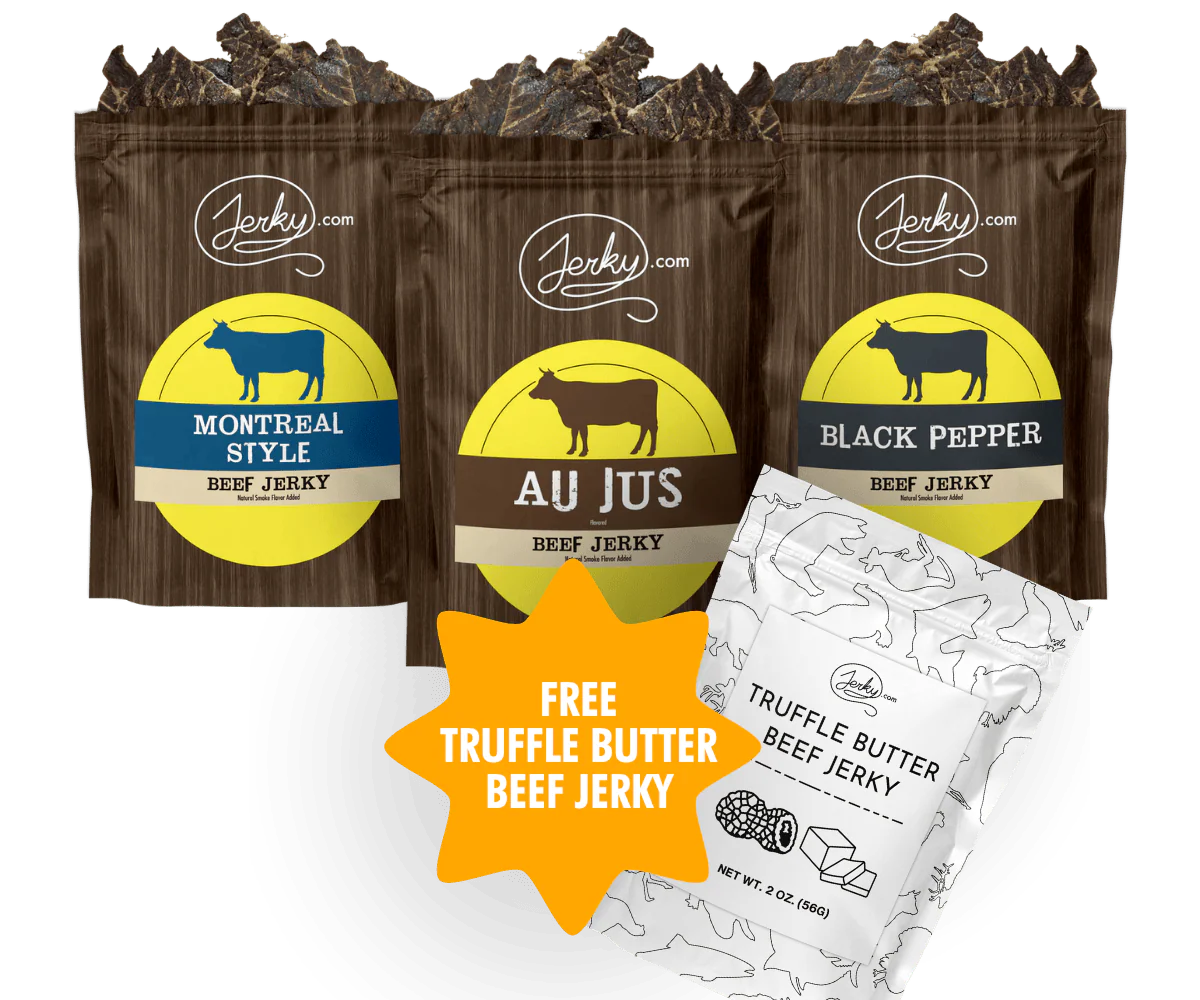 Buy a savory jerky bundle and get a FREE bag of Truffle Butter Beef