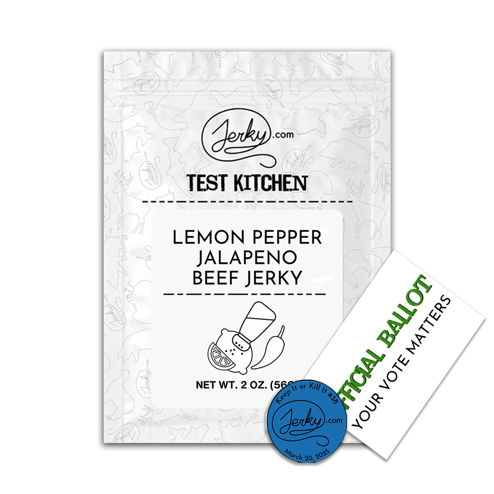 Test Kitchen Batch #48 - Lemon Pepper Jalapeno Beef Jerky Keep It or Kill It Coin & Ballot Bundle